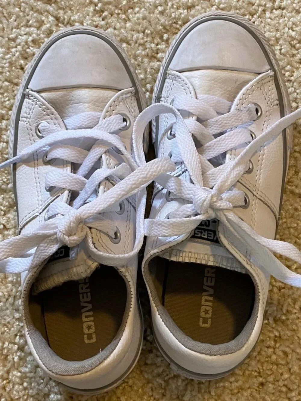 White Leather Converse Sneakers Sz 12